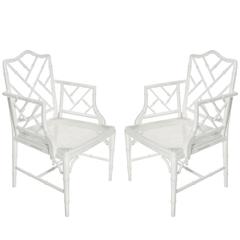 Faux Bamboo Chippendale Style Armchairs