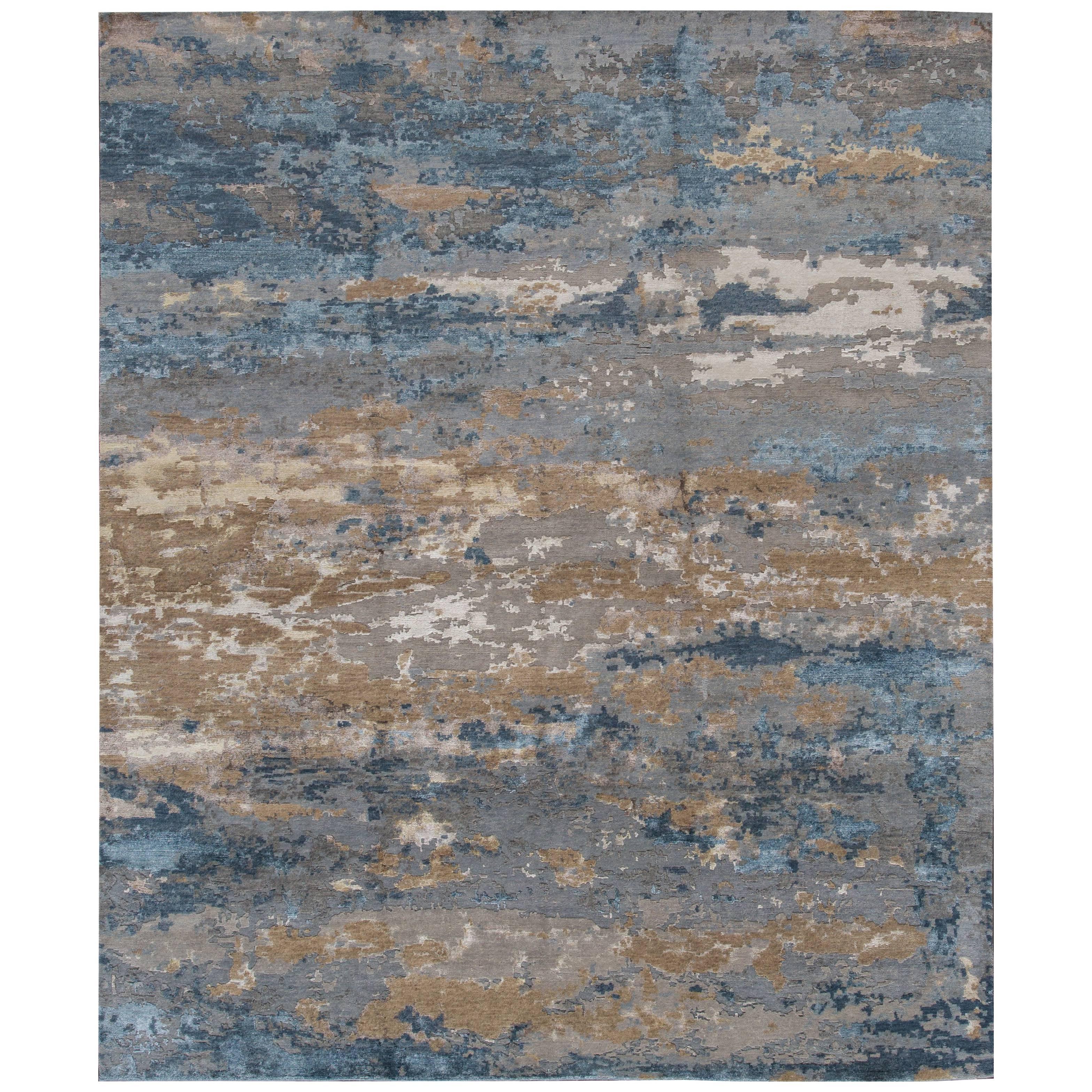 Gorgeously Contrasted Modern Rose Wood Rug