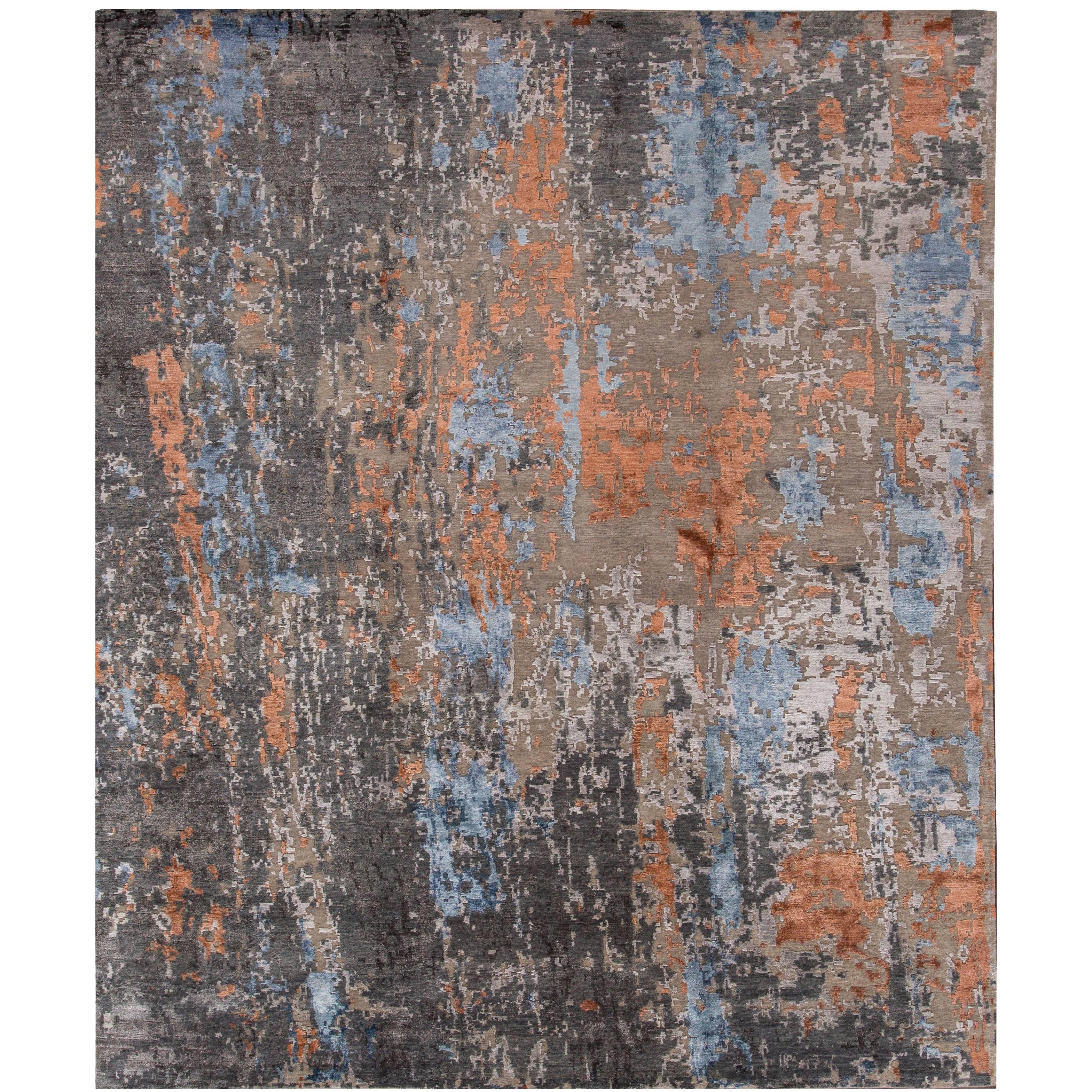Beautifully Contrasted Modern Rose Wood Rug For Sale at 1stDibs