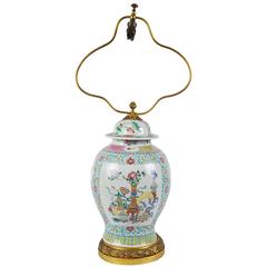 Chinese 19th Century Famille Rose lidded vase or lamp 1