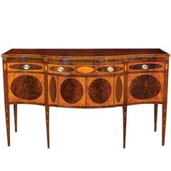 Satinwood & Mahogany Hepplewhite/Inlaid Serpentine Front Sideboard/Commode, NY 12