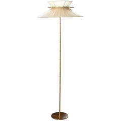 Daisy Floor Lamp Silk Shade Abatjour Silvered Glass Brass 1