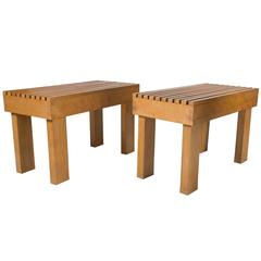 Pair of Slatted Benches