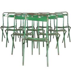 Retro 12 French Steel Industrial Folding Dining Chairs