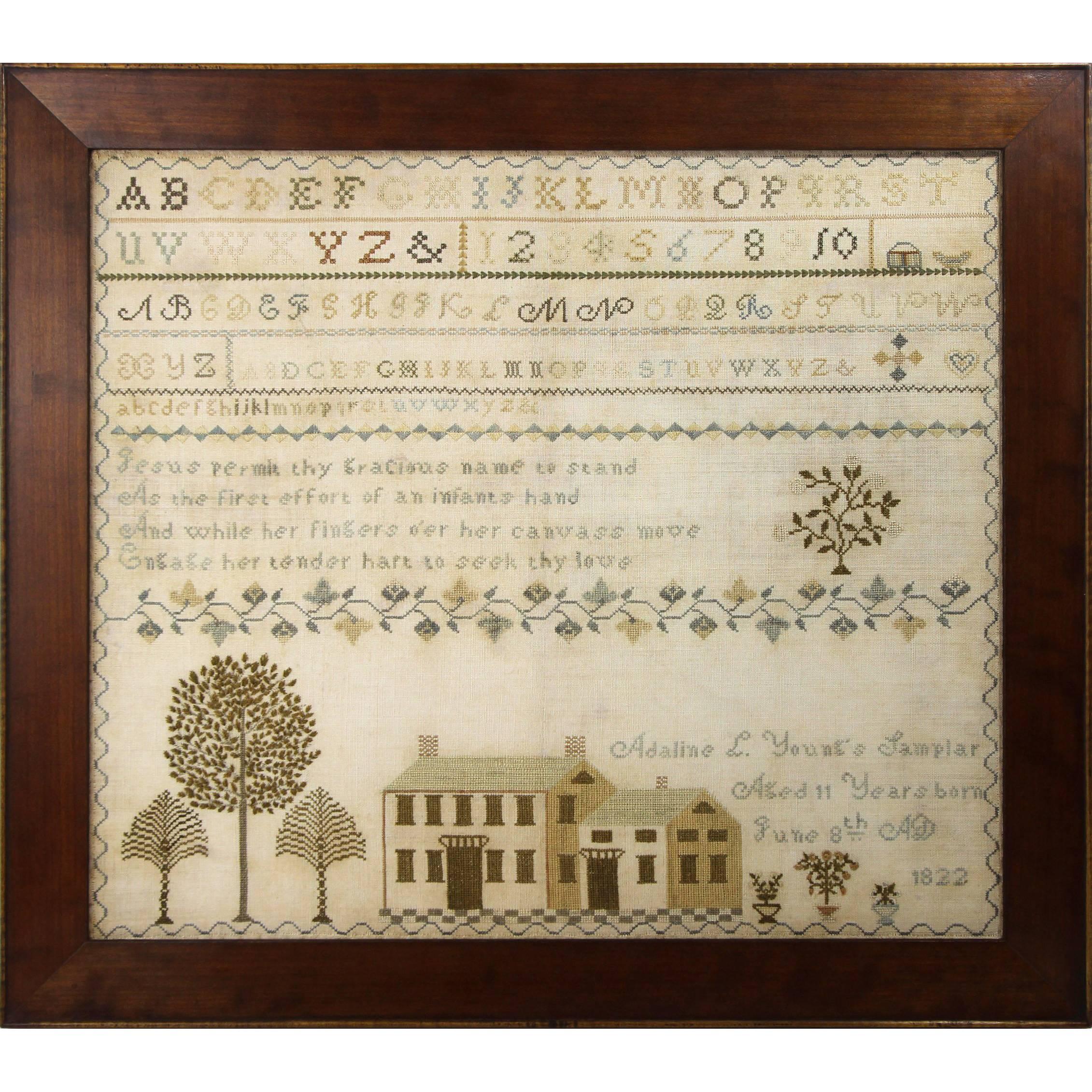 Connecticut Sampler, Dated 1833 For Sale