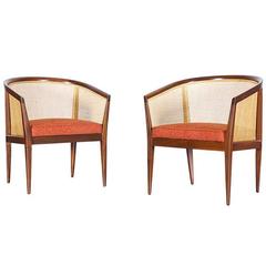 Kipp Stewart Caned Club Chairs for Directional