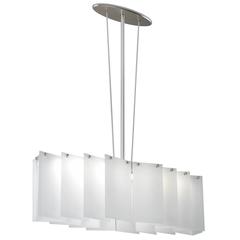 Art Deco Style Oval Shaped Chandelier with Overlapping White Glass Panels