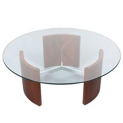 Vladimir Kagan “Radius” Walnut and Steel Coffee Table for Selig