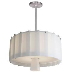 Art Deco Style Circular Chandelier with Overlapping White Glass Panels