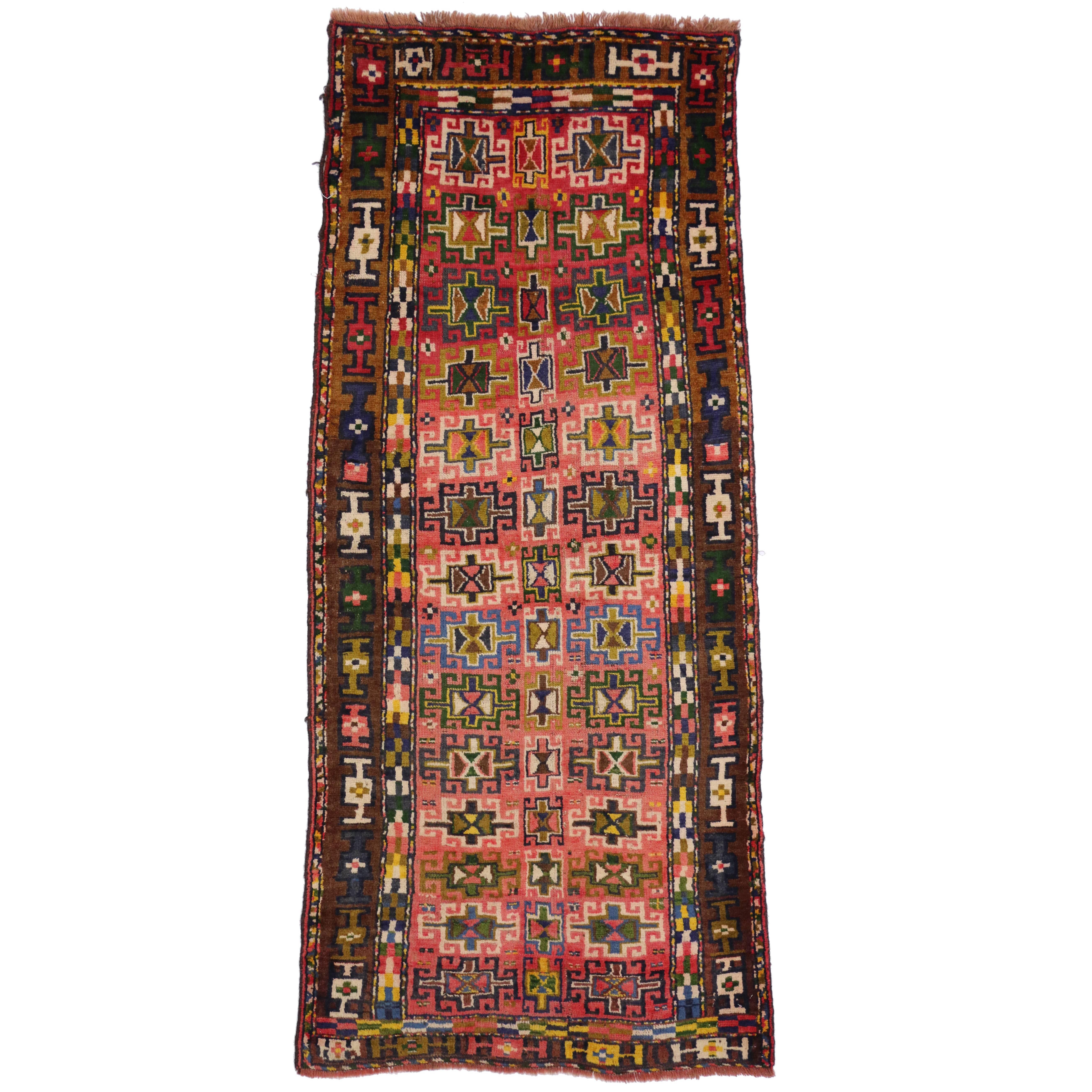 Vintage Persian Azerbaijan Carpet Runner with Modern Tribal Style, Azeri Rug