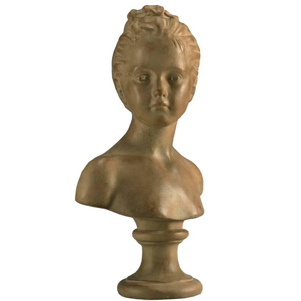 Terracotta Bust Louise Brongniart After Jean-Antoine Houdon For Sale