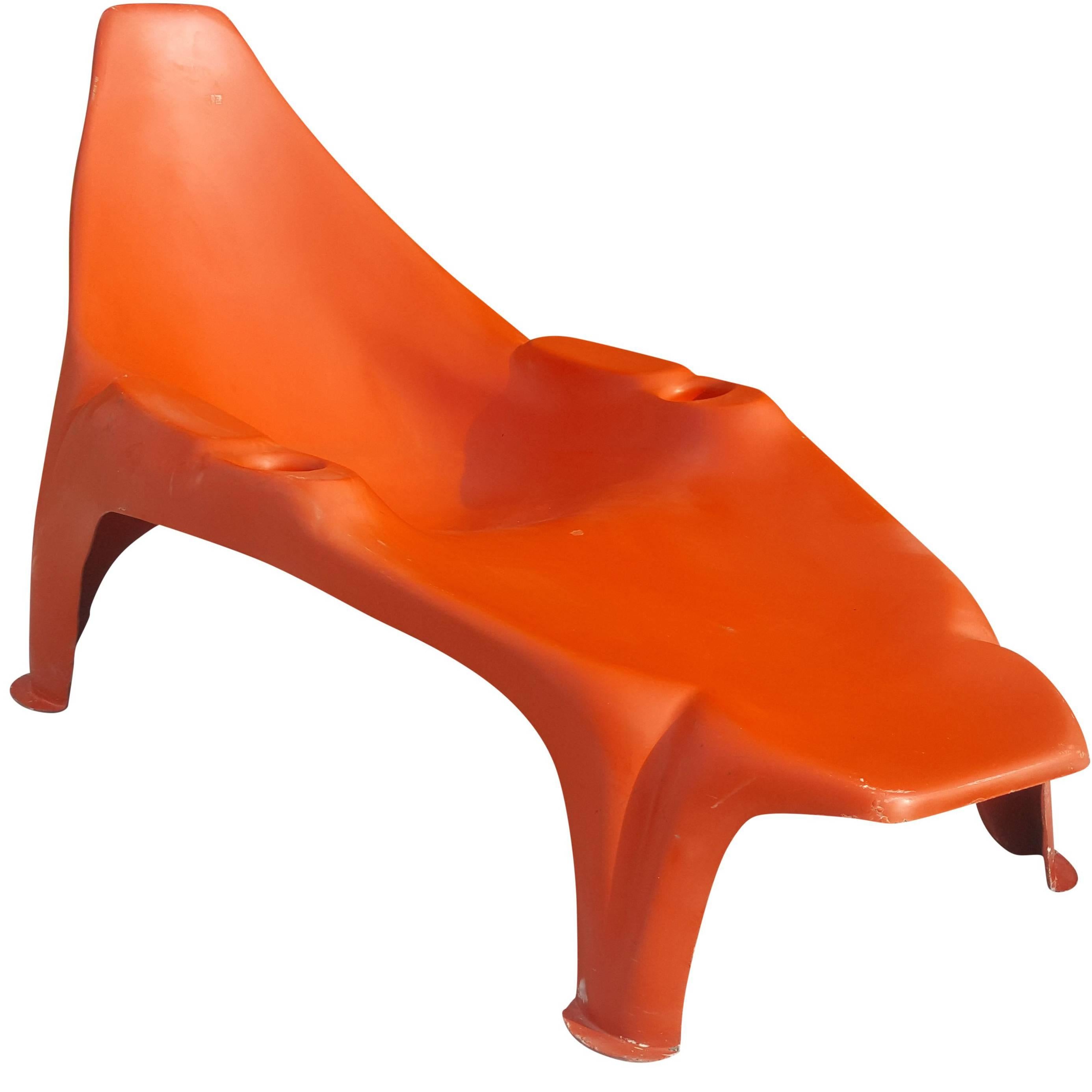 Red Lounge Pool Chair, Mid-Century Modern For Sale