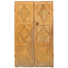 Pair of 19th Century Swedish Wood Doors with Diamond Motif Panels