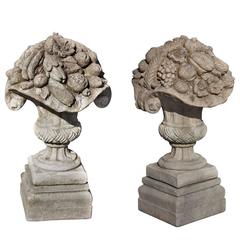 Pair of Cast Stone Garden Urns