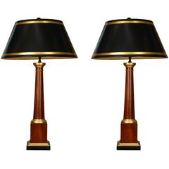 Pair of Empire Style Column Lamps