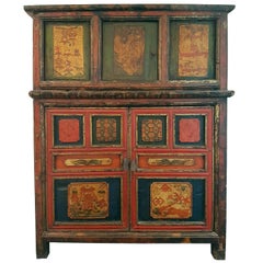 Antique Late 19th Century, Early 20th Century Tibetan Cabinet