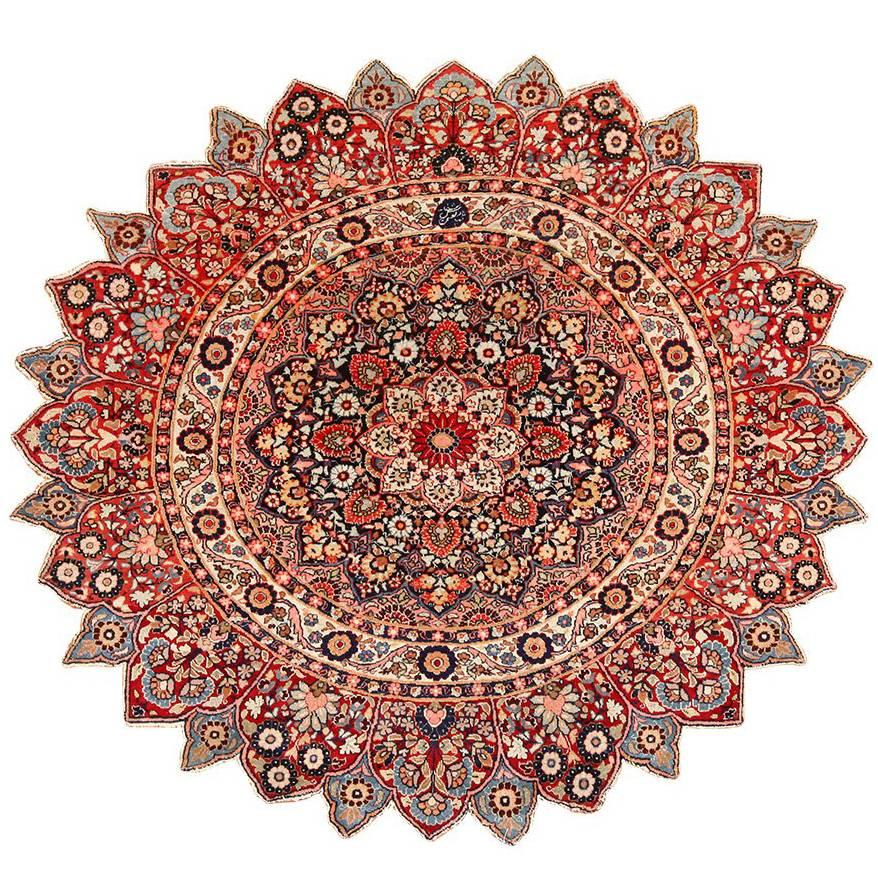 Round Antique Khorassan Persian Rug. Size: 5 ft x 5 ft (1.52 m x 1.52 m)