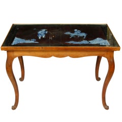 Pair of French Fruitwood Tables with Porcelain Tops