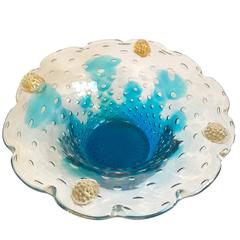 Seguso Vetri d'Arte Murano Pulegoso Italian Art Glass Bowl