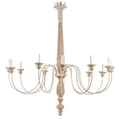 Elegant Carved and Painted Twelve-Light Neutral Chandelier of Italian Fragments