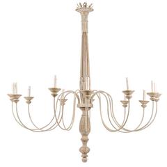 Elegant Carved and Painted Twelve-Light Neutral Chandelier of Italian Fragments 1