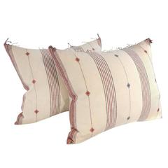 Pair of Vintage Indian Striped Down Pillows