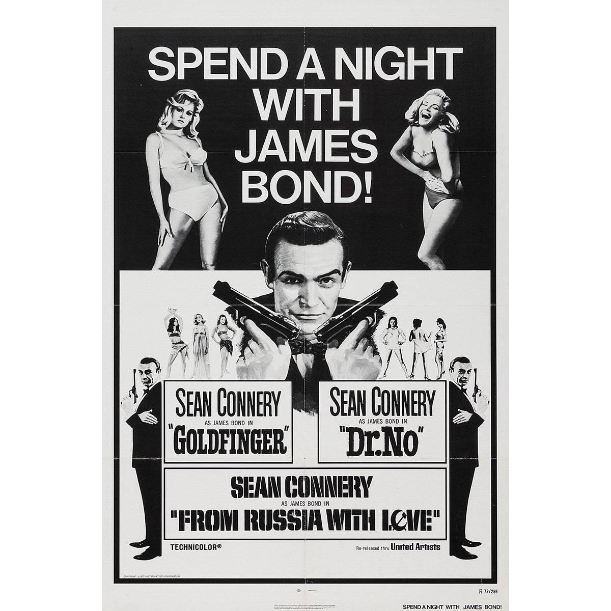 "Spend A Night With James Bond" Film Festival Film Poster, 1972 For Sale