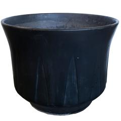 Mid-Century Modern Large Black Gainey Planter with Inverted Lotus Design