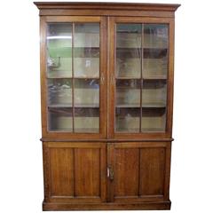 English Oak Bookcase Cabinet, 19th Century