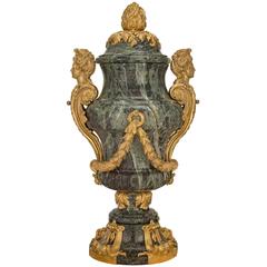French 19th Century Louis XVI Style Vert De Patricia Marble and Ormolu Urn 10