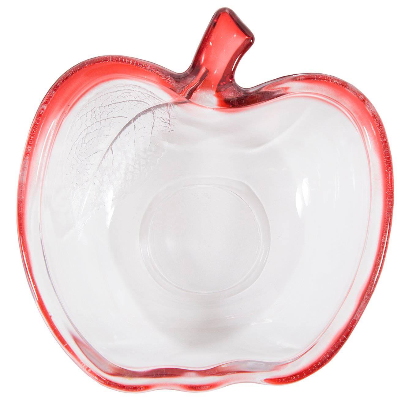 Art Glass Apple Dish Bowl For Sale at 1stDibs