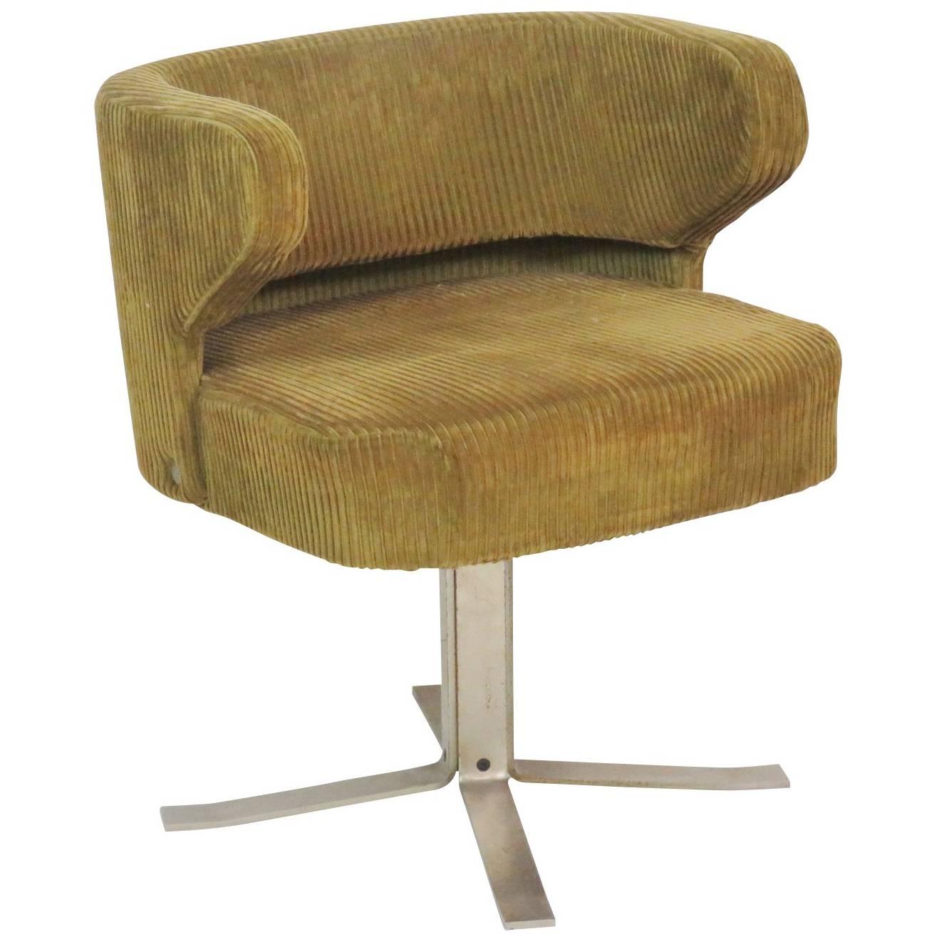 Modern Design Chrome Upholstered Swivel Desk Chair For Sale at 1stdibs