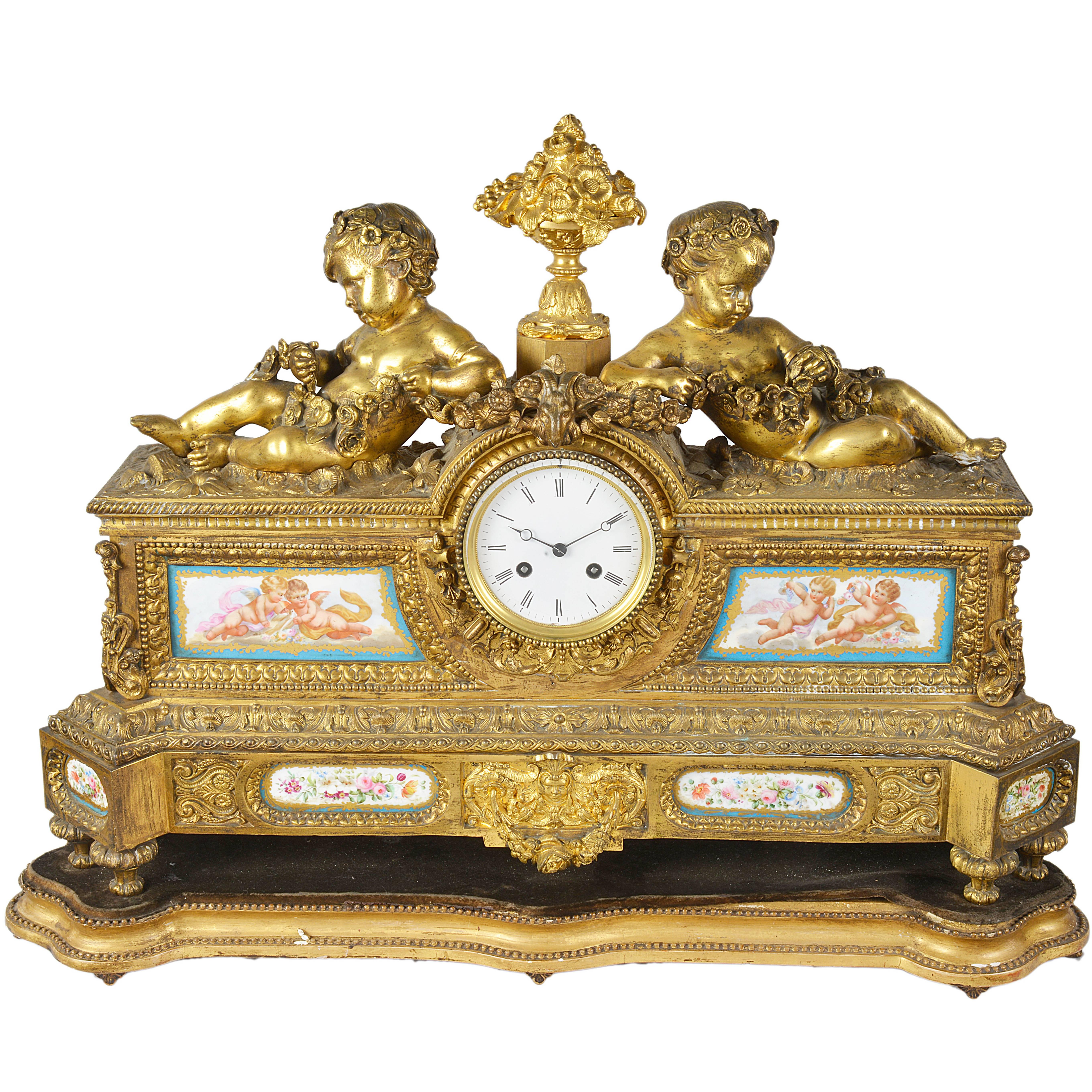 Grande horloge de cheminée française du 19ème siècle