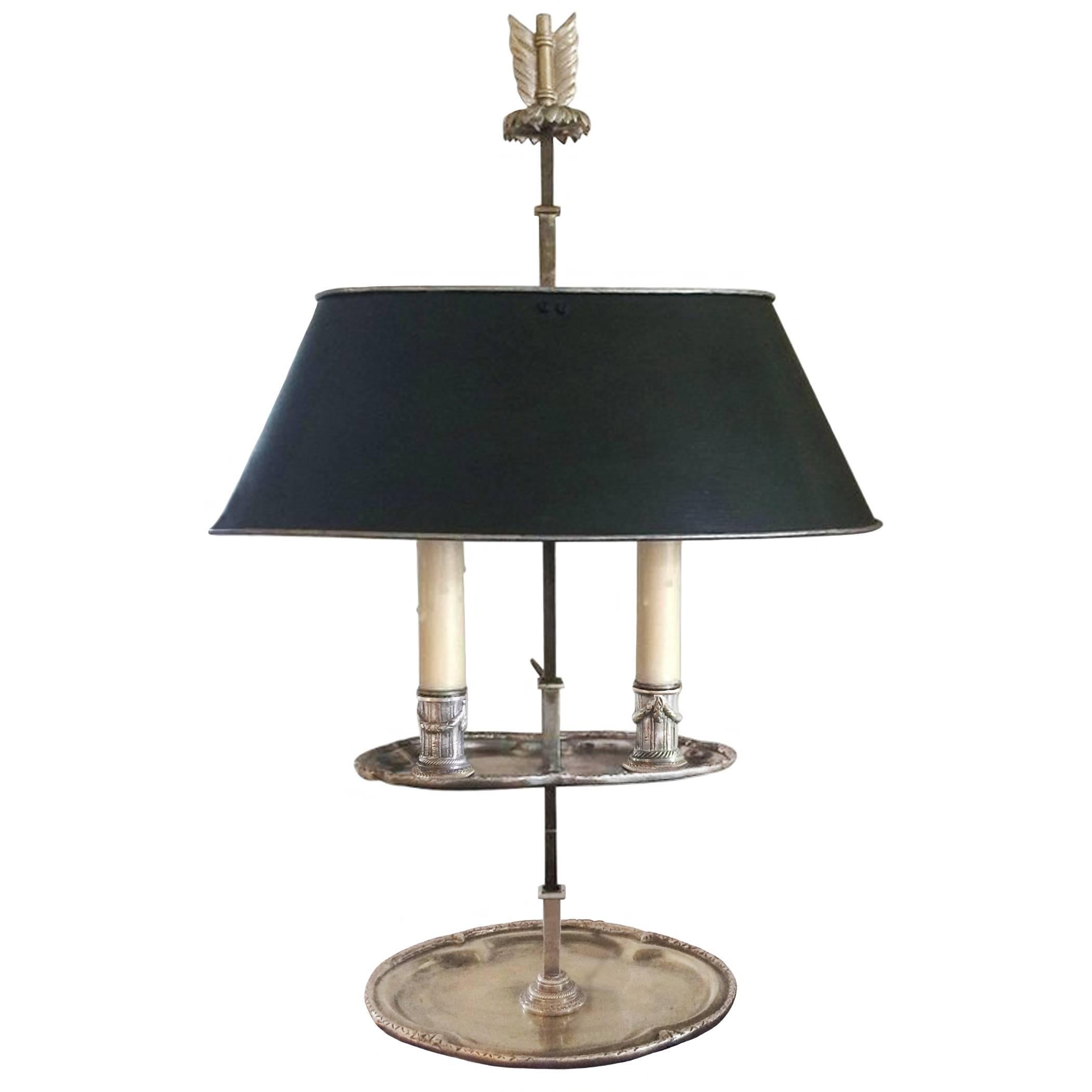 19th Century French Louis XVI Style Silver Bouillotte Lamp