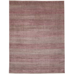 New Post-Modern Transitional Pink-Gray Area Rug with Contemporary Feminine Style