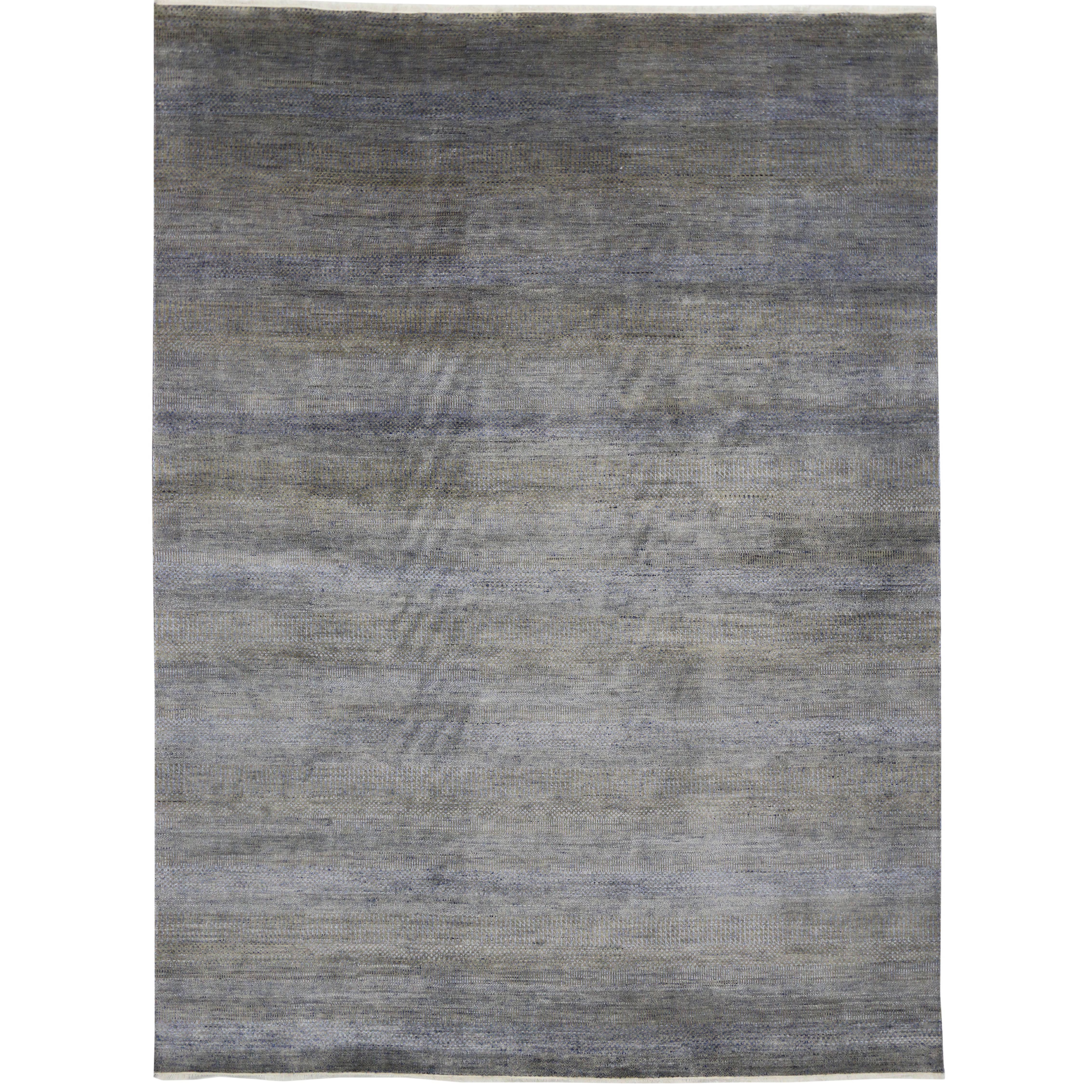 Nouveau tapis gris contemporain transitionnel avec style international moderne