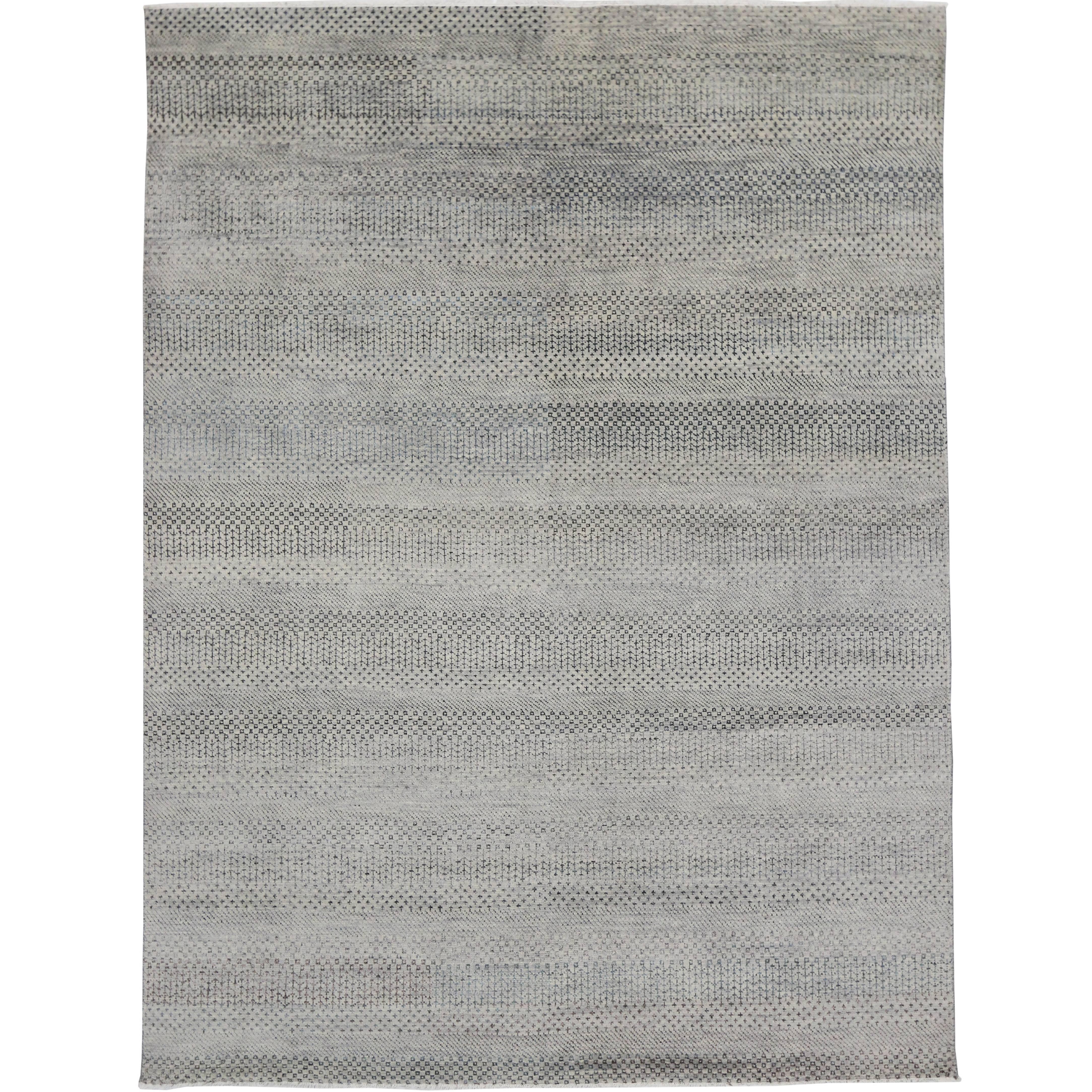 New Transitional Gray Rug with Minimalist Style, Contemporary Bauhaus Design