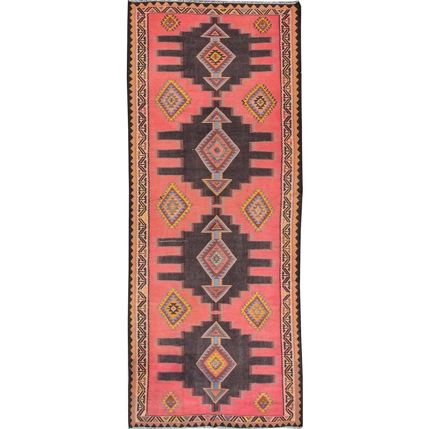 Gorgeously Contrasted Persian Kilim Rug