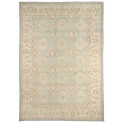 Contemporary Handwoven Blue Pastel Floral Afghan Area Rug 7