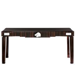 Lalique Natural Ebony Console or Entryway Table with Crystal Longchamp Accent 6