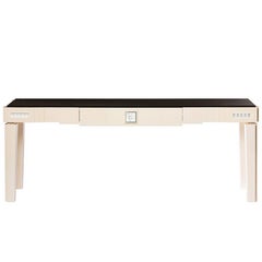 Lalique Ivory Ash Console or Entryway Table with Masque de Femme Crystal Panel