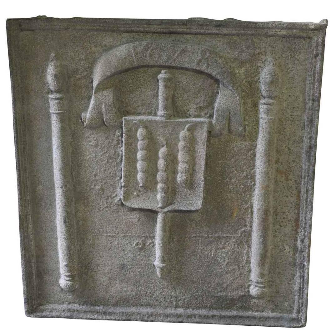 Monumental French 17th Century Fireback For Sale