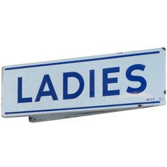 Vintage Double Sided Porcelain Enamel Ladies Restroom Sign