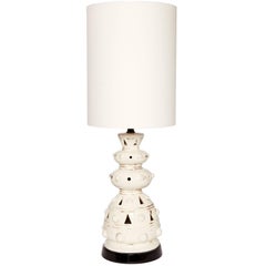 Midcentury American White Glazed Ceramic Studio Pottery Lamp