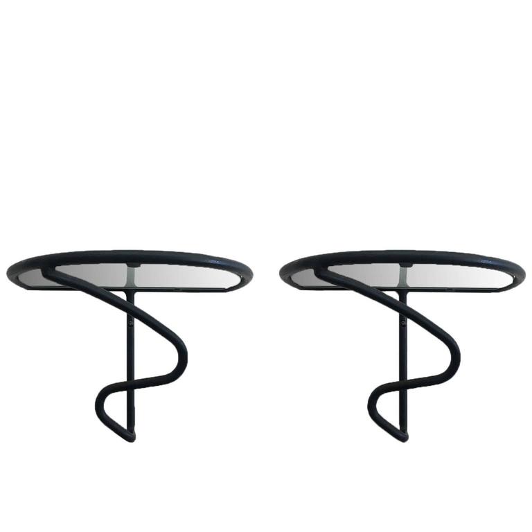 Pair Of 1950s Wrought Iron And Glass Wall Shelves At 1stdibs Pair Of 1950s Wrought Iron And Glass Wall Shelves For