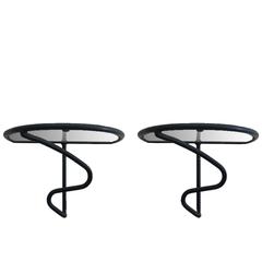 Pair of 1950s Wrought Iron and Glass Wall Shelves 12