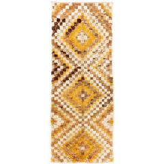 Vintage Tulu Runner with Checkered Diamond Design Vintage Tulu Runner with Checkered Diamond Design