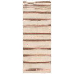 Banded Vintage Wool Kilim, Flat-Weave Rug 6