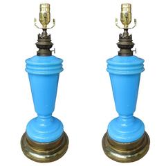 Pair of 19th Century French Opaline Lamps 2