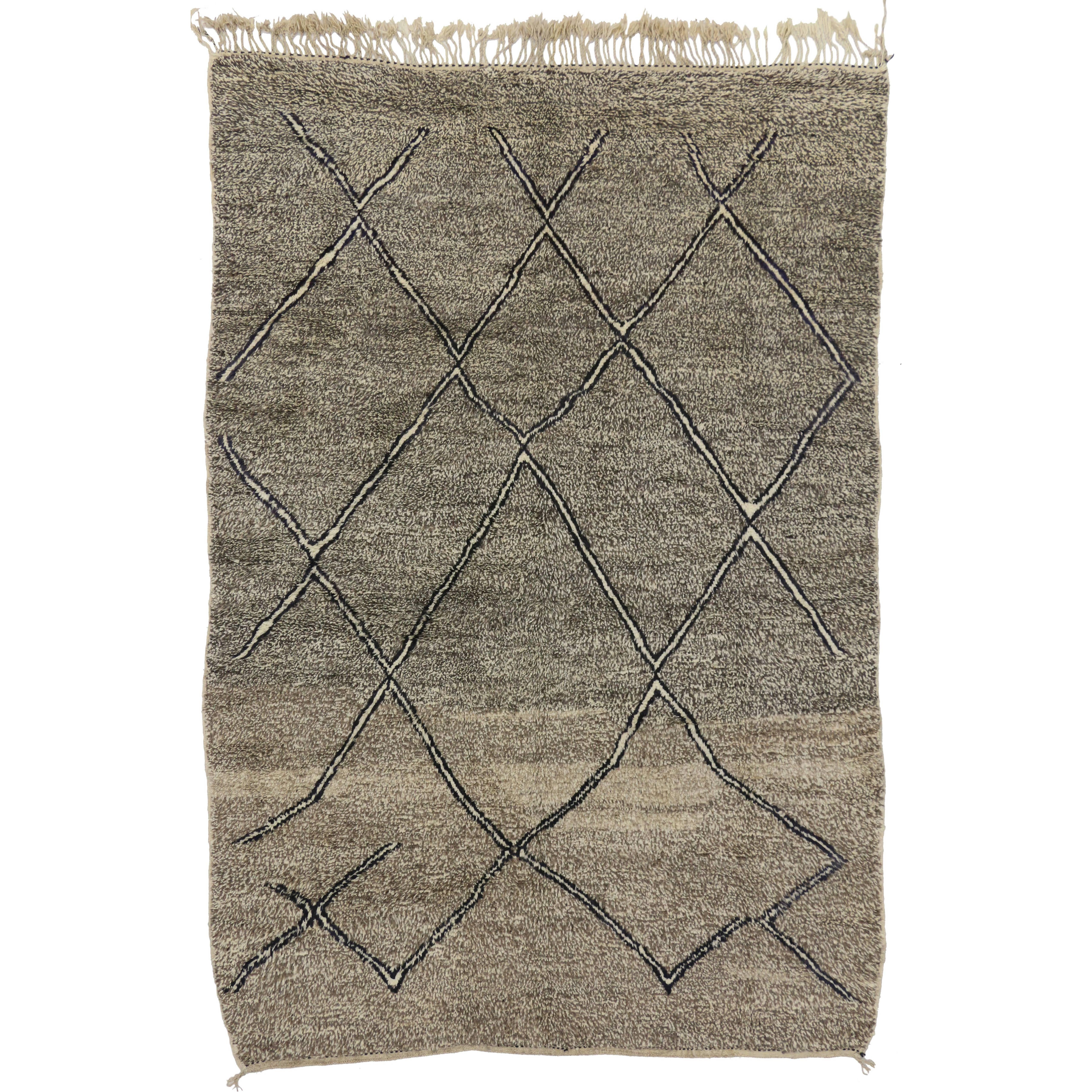 Taupe Berber Moroccan Rug with Modern Style